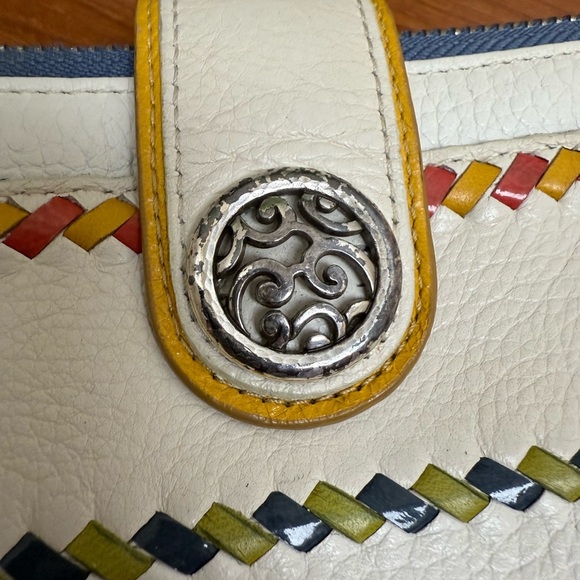 Brighton Leather Wallet White With multicolor Braided band around - Picture 2 of 16